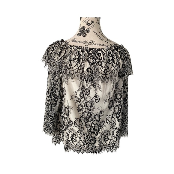 White House Black Market 3/4 Sleeve Lace Overlay Blouse Top NWT Size S - Picture 2 of 11